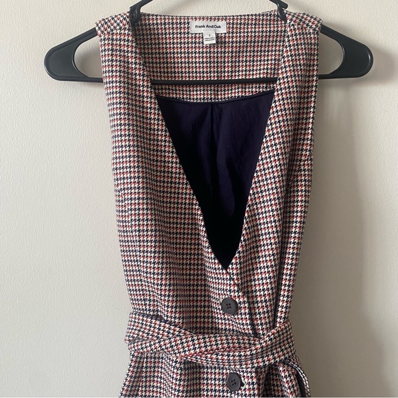 Frank And Oak Houndstooth Vest Double Breasted  Button Tie Front Dress - Picture 4 of 12